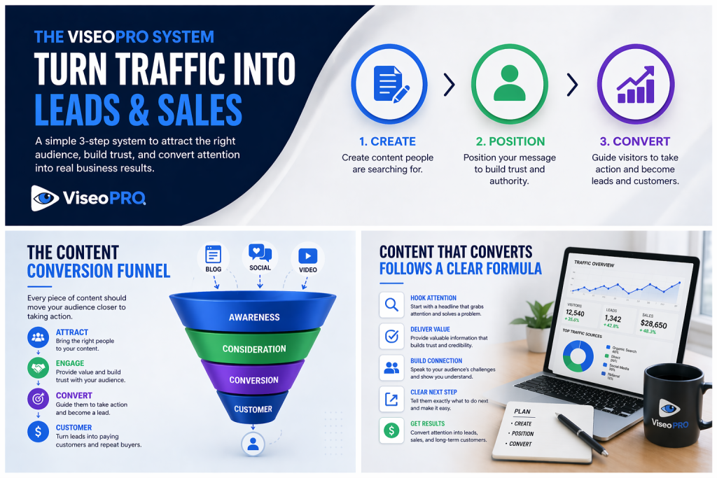 create position convert content system to turn website traffic into leads and sales
