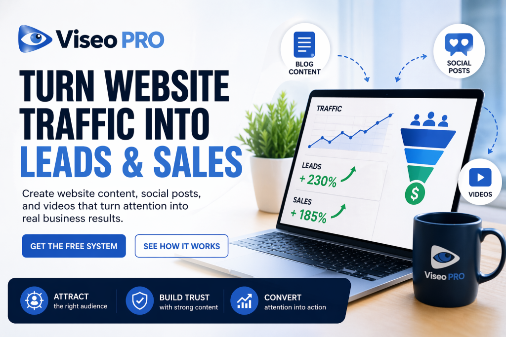 turn website traffic into leads and sales with viseopro content system
