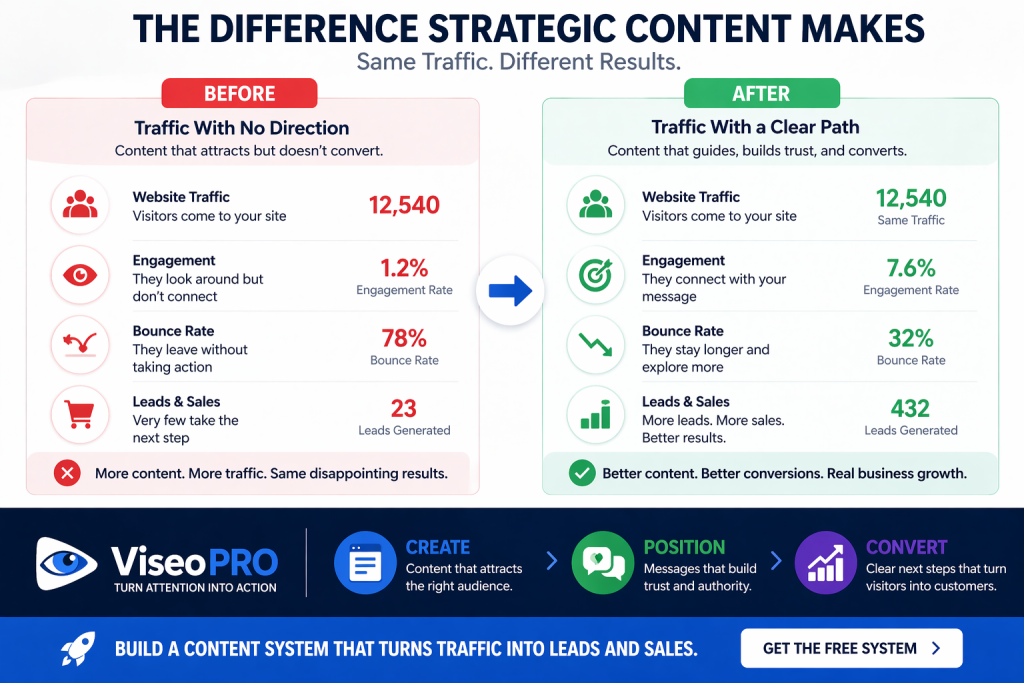 website traffic vs leads comparison showing how content conversion increases leads and sales